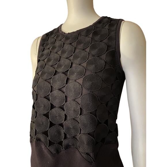 ANN TAYLOR Sleeveless Black Circle Crochet Top sz XSP - Picture 1 of 6